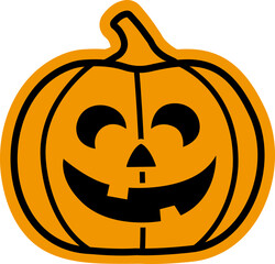 Jack o lantern pumpkin for halloween icon.
Halloween pumpkin sticker flat vector illustration isolated. 
Transparent background. SVG file.