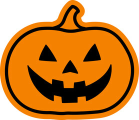 Jack o lantern pumpkin for halloween icon.
Halloween pumpkin sticker flat vector illustration isolated. 
Transparent background. SVG file.
