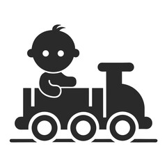 silhouette Baby On Train on white background