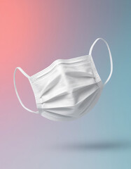 Medical face mask on a pastel background