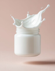 Milk or cream cosmetic white with texture on pastel background