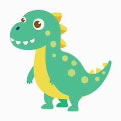 colorful little funny dinosaur illustration Vector icon isolated on white background
