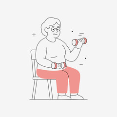 Senior woman exercising with dumbbells