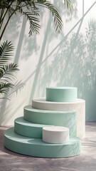 Abstract stepped podium mint ivory image