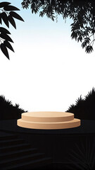 Beige podium steps nature background black