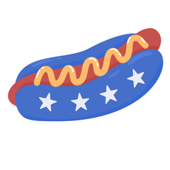 Patriotic Hot Dog Vector Illustration for Independence Day Cookout
