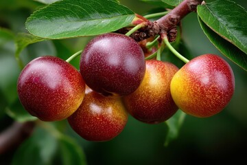 Obraz premium Black fresh cherries banner