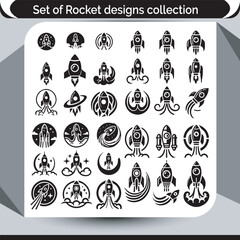 Diverse Rocket Design Collection Vector Illustration Modern Space Exploration Concept Art