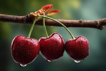 Black fresh cherries banner