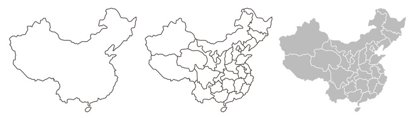 China map – vector illustration of provinces and political borders