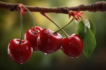 Black fresh cherries banner