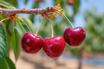 Black fresh cherries banner