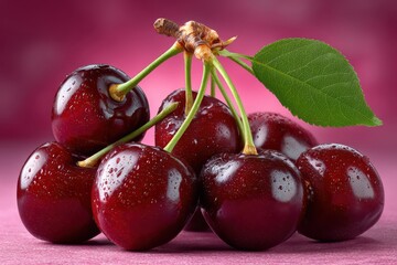 Black fresh cherries banner