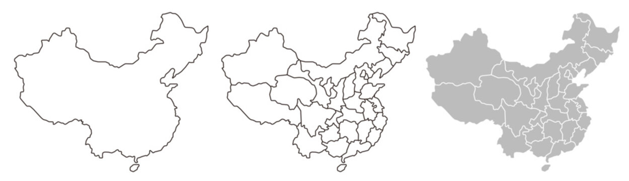 China map &ndash; vector illustration of provinces and political borders