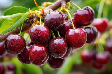 Black fresh cherries banner