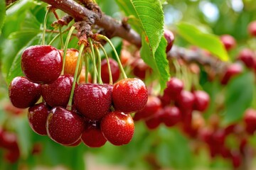 Black fresh cherries banner
