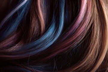 Naklejka premium Close-up of a woman's multicolored hair