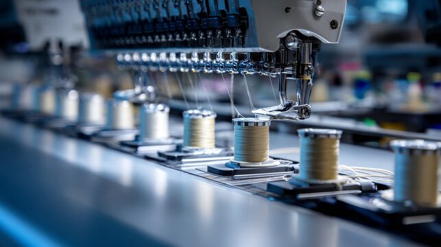Explain how automation is used in modern sewing factories for repetitive stitching tasks.