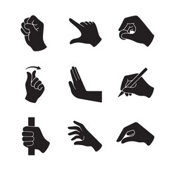 Actions and interactions Gestures vector silhouette art