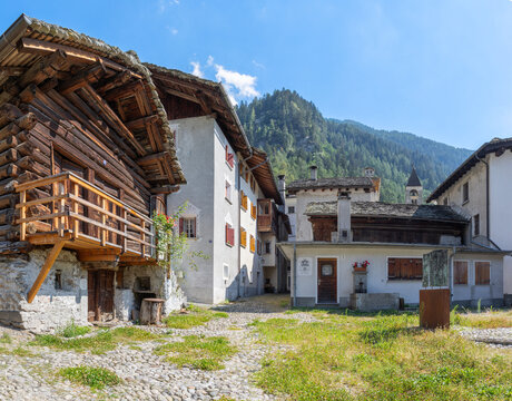 The rural architecture of Bondo village in the Bregaglia range - Switzerland.