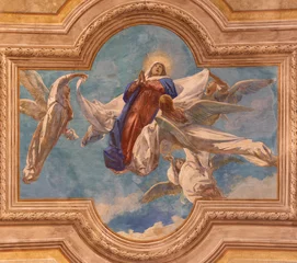Selbstklebende Fototapeten Pavia - The ceiling fresco of Assumption in the church Chiesa di San Primo by unknown artist © Renáta Sedmáková