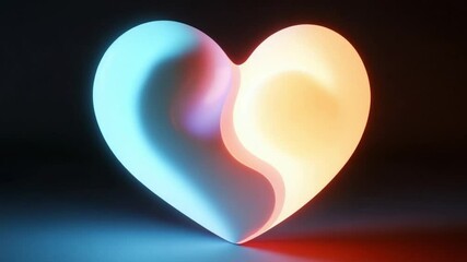 Abstract heart shape illuminated in blue and orange, symbolizing love and connection - Powered by Adobe