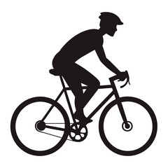 silhouette of a man riding a bicycle