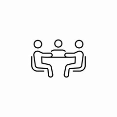 three people meeting icon sign vector