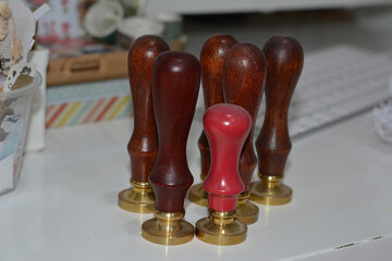 Photo Of Stamps With Wooden Handles