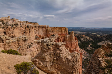 Paria View, Bryce Canyon National Park, Utah. Claron Formation, White limestone member, Pink...