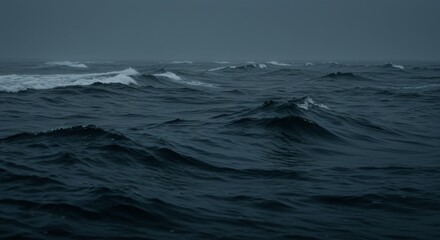 Fototapeta premium Dark Blue Ocean Waves Under a Gloomy Sky