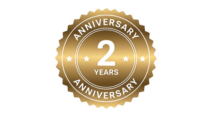 Gold 2 Year Anniversary Award Badge with Stars.