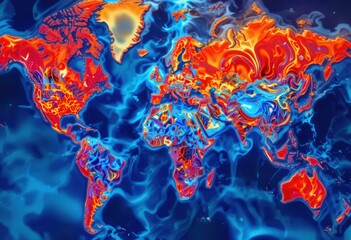 Colorful abstract world map design suitable for computer wallpapers and screens