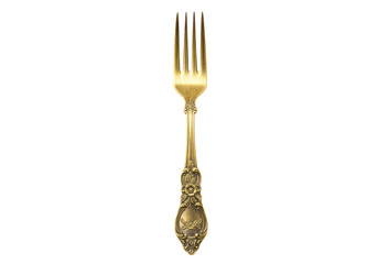 Isolated Antique Gold Fork Ornate Design
