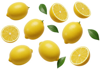 Isolated Group of Lemons Fresh Citrus Burst