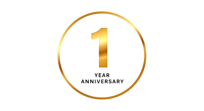 Gold Number One in Circular Frame First Year Anniversary Graphic.