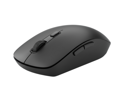 Isolated Modern Wireless Computer Mouse in Sleek Black