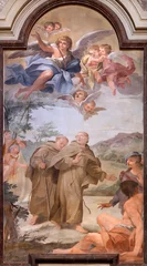 Selbstklebende Fototapeten FLORENCE, ITALY - MARCH 17, 2025: The baroque fresco of  St. Peter of Alcantara calms the waters of the Guadiana River in church chiesa di San Salvatore in Ognissanti by Vincenzo Meucci (1725 - 1 727) © Renáta Sedmáková