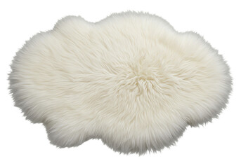 Isolated Fluffy White Sheepskin Rug with Soft Texture