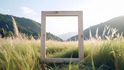 Fototapeta premium Nature Illusion Frame in Wild Grass