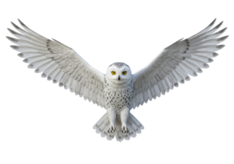 Isolated Snowy Owl in Flight