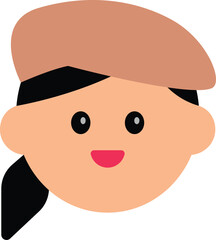 A cute flat-style avatar illustration of a character's face. Perfect for use in profile icons, customer service visuals, educational materials, sticker designs, or character-based UI elements.