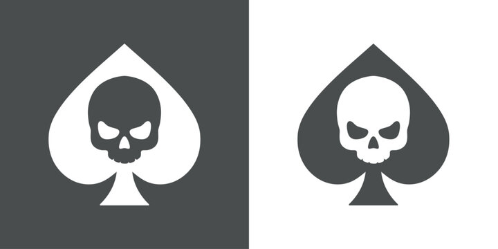 Logo calavera en as de picas para tarjetas y felicitaciones de Halloween 