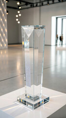 Transparent faceted glass pedestal display sharp