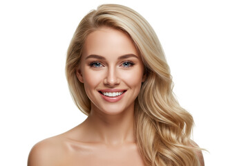 Isolated Smiling Blonde Woman with Perfect Hair