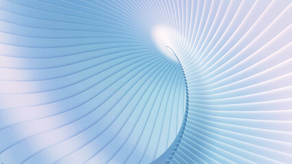 Abstract iridescent striped background, wavy purple blue stripes pattern, interesting spiral architectural minimal wallpaper.