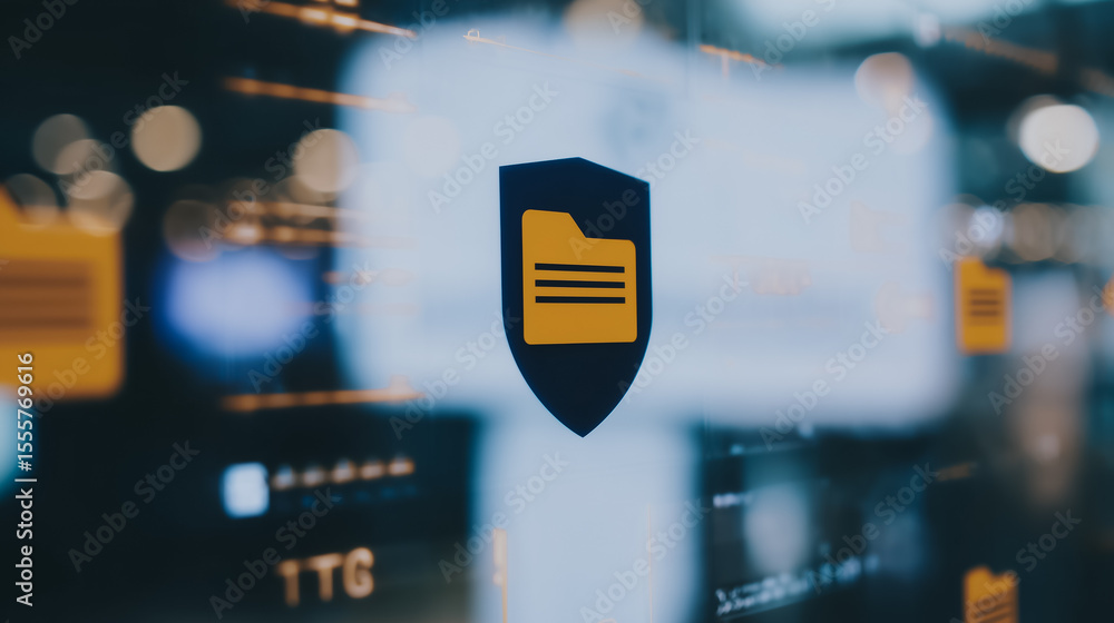 Poster cybersecurity shield: the image encapsulates the essence of digital security, featuring a symbolic s
