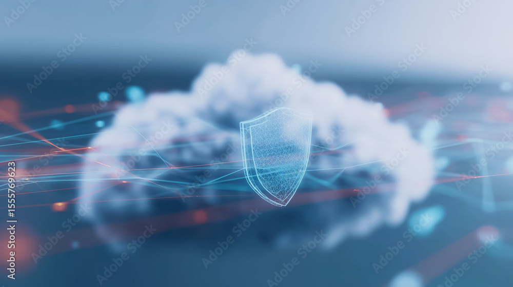 Aufkleber cloud security: an artistic and eye-catching image that represents the ever-important cloud data sec