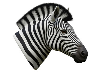 Isolated Zebra Head in Striking Black and White Stripes