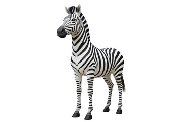 Isolated Elegant Zebra Standing Tall in Black and White Stripes